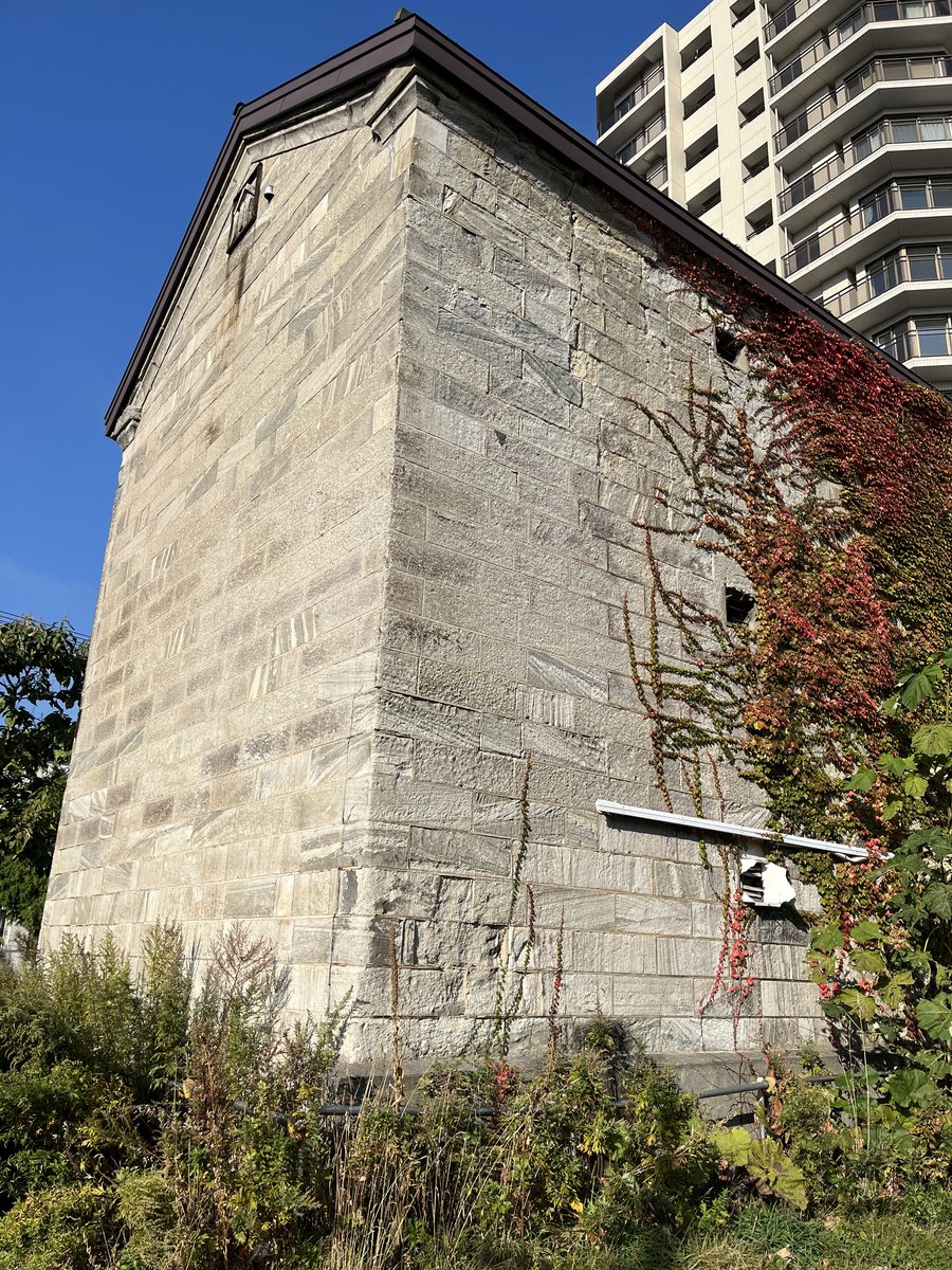 ツタのからまる背の高い石の建物